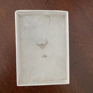 NWOT Silver Martini Glass Necklace